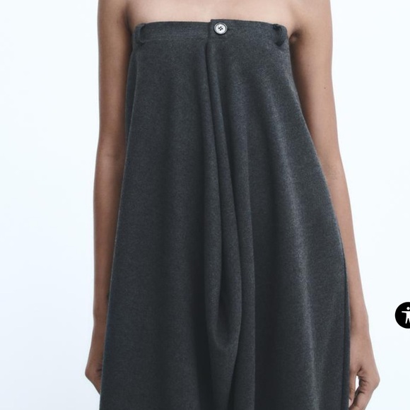 Zara Ruched Strapless Dress Grey NWT - Picture 9 of 9